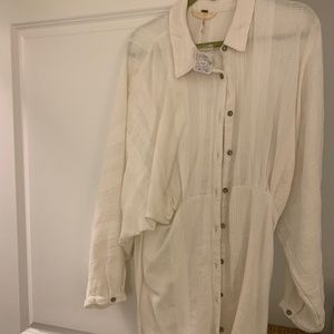 free people ivory button down blouse dress
